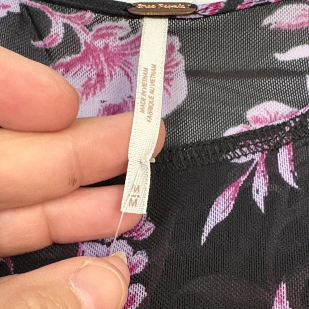 Floral Long Sleeve Mesh Top - Picture 3 of 5